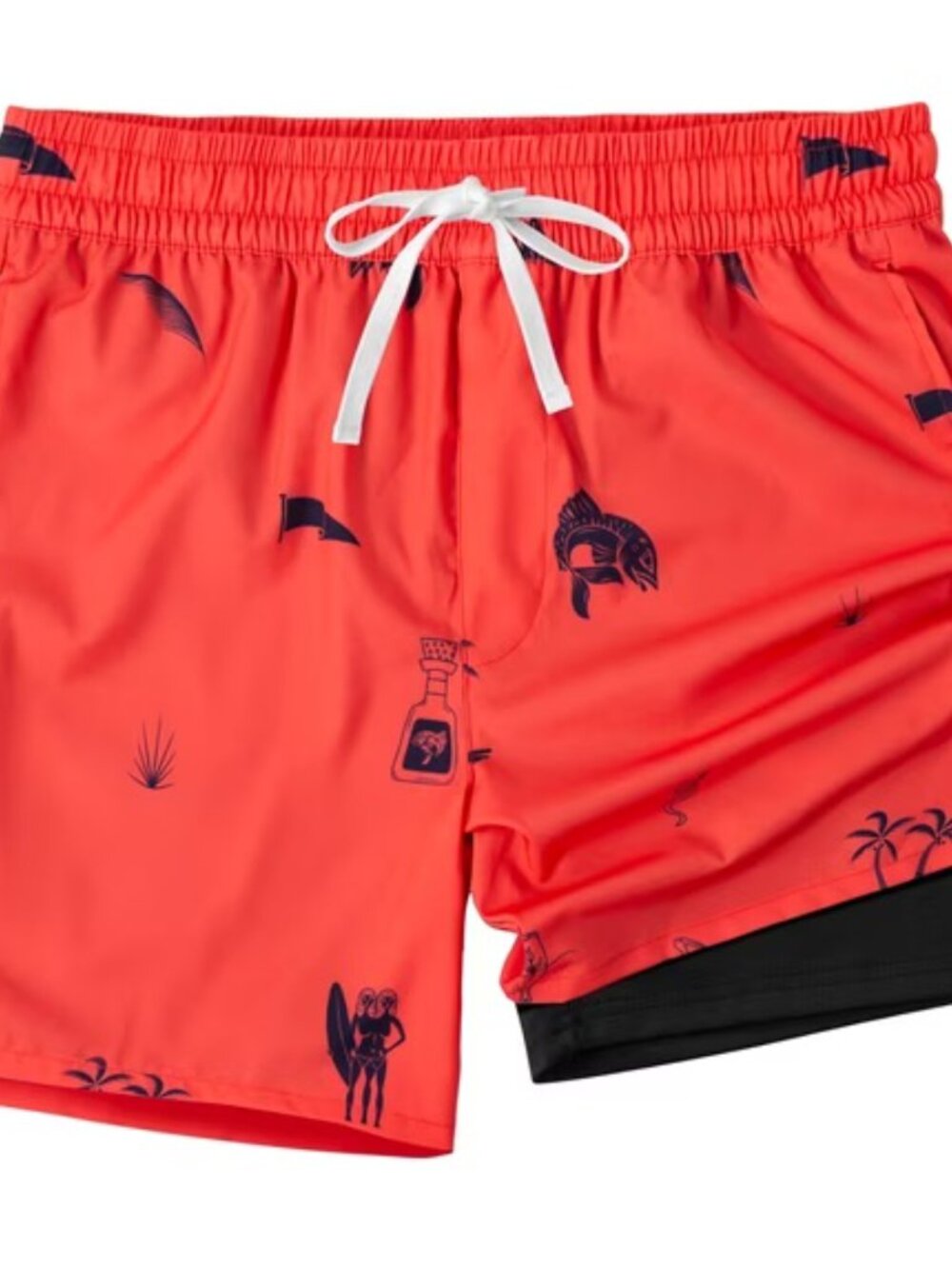 🌴 NWT REDESS Men's Orange Tropical Swim Trunks L 6"